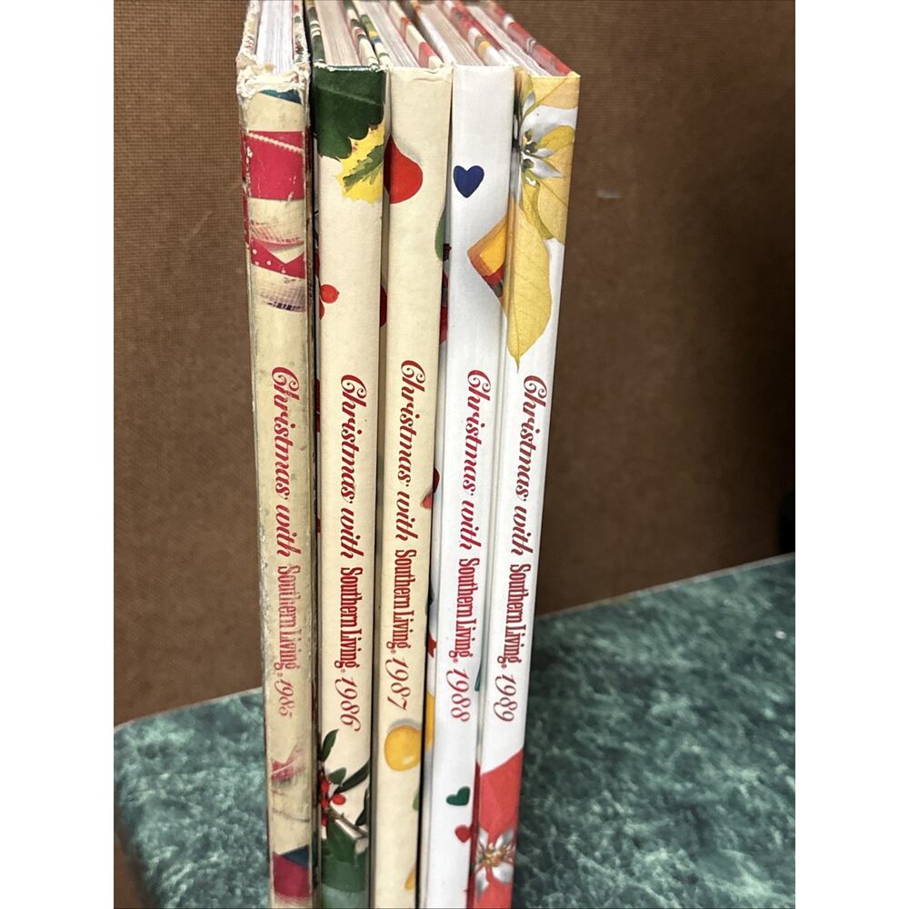 5 Christmas With Southern Living Hardcover Books 1985–1989 Vintage Cookbook Set‎